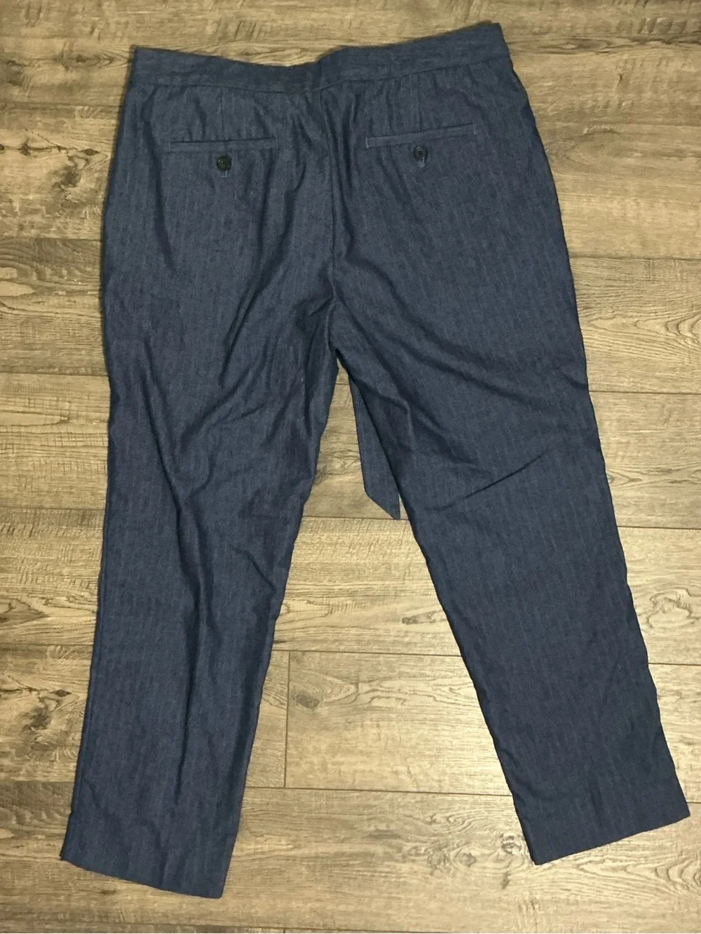 Banana Republic Women’s Avery Pant Blue Linen Blend Belt Business Office